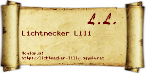 Lichtnecker Lili névjegykártya